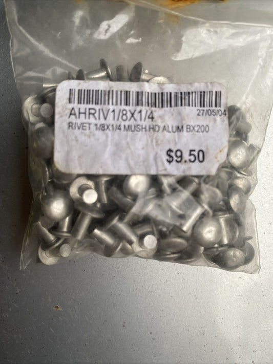 1/8" (3.2mm) x 1/4" (6.3mm) MUSHROOM TRUSS HEAD ALUMINIUM RIVETS QTY 200 NOS