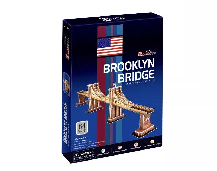 Magic Puzzle BROOKLYN BRIDGE USA 3D Paper Toy Model  64 Pieces Sealed NEW