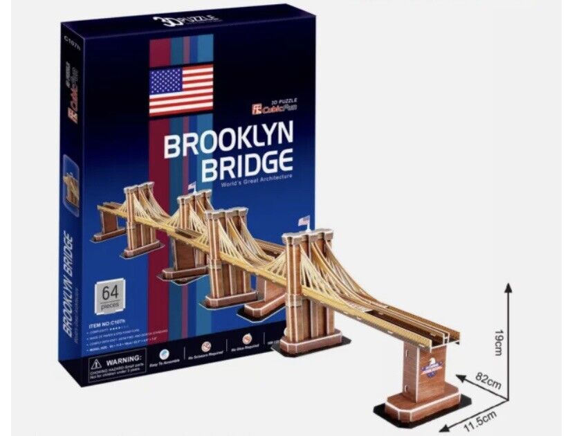 Magic Puzzle BROOKLYN BRIDGE USA 3D Paper Toy Model  64 Pieces Sealed NEW