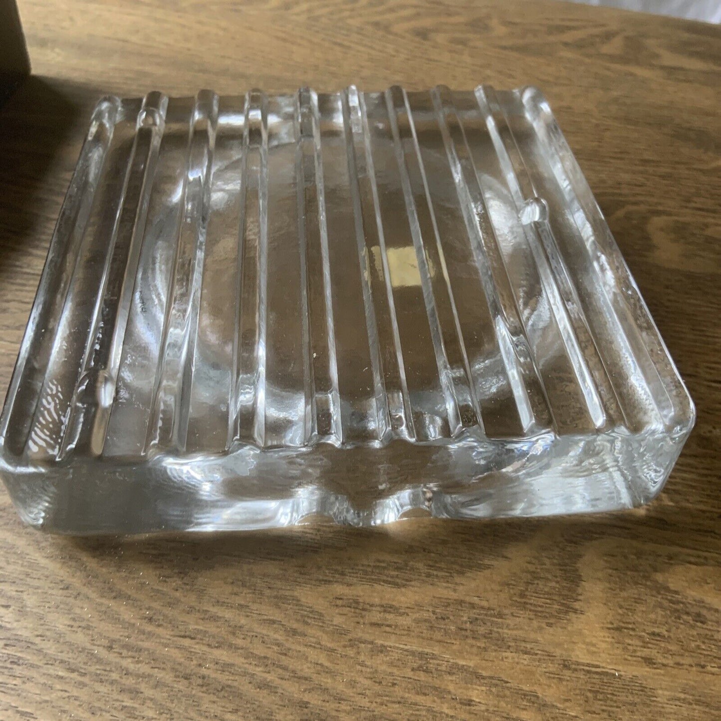 Ashtray IVV Selezione Cristalerie Handmade Italy Square Outer Grooves Boxed NEW