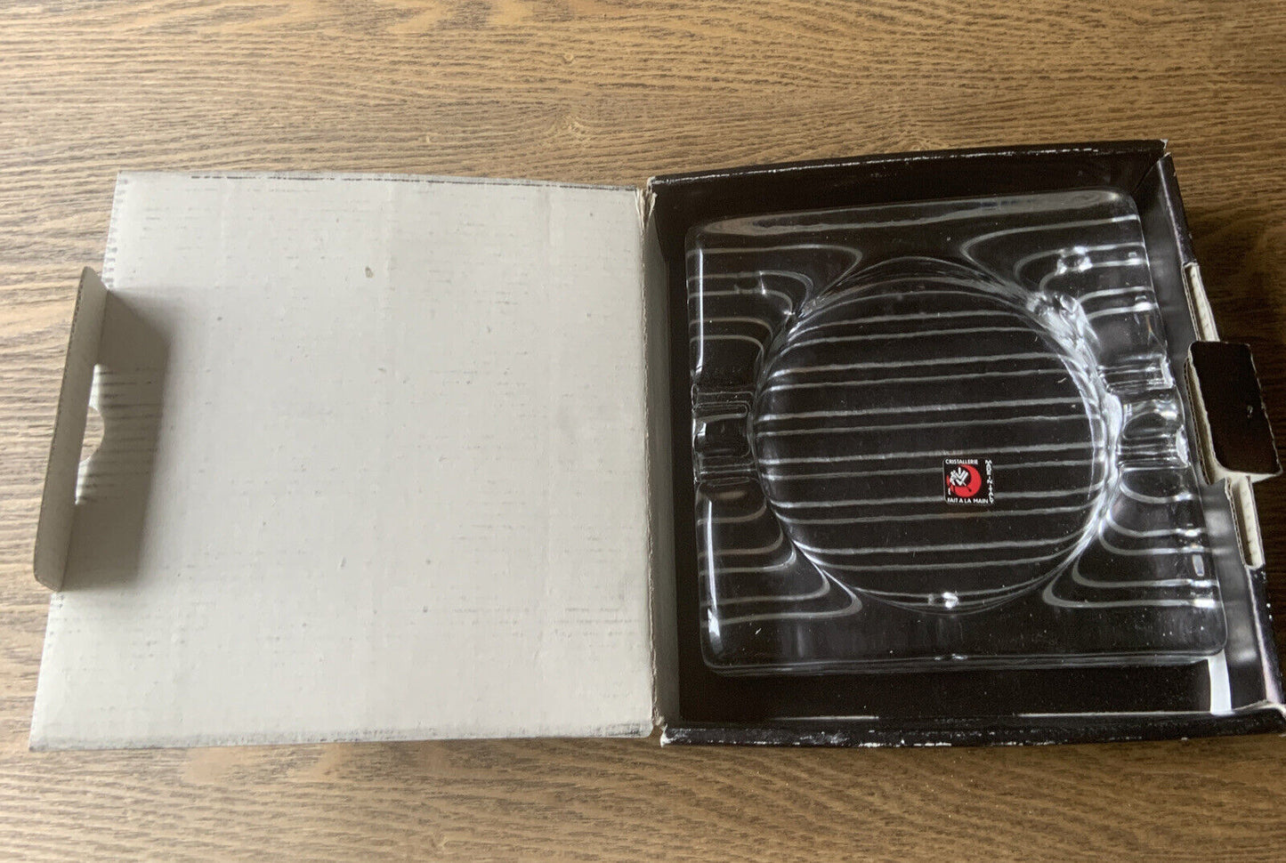 Ashtray IVV Selezione Cristalerie Handmade Italy Square Outer Grooves Boxed NEW