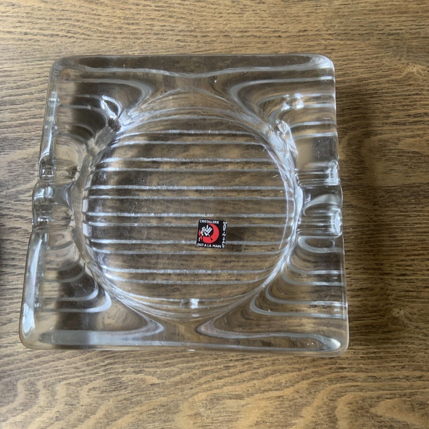 Ashtray IVV Selezione Cristalerie Handmade Italy Square Outer Grooves Boxed NEW