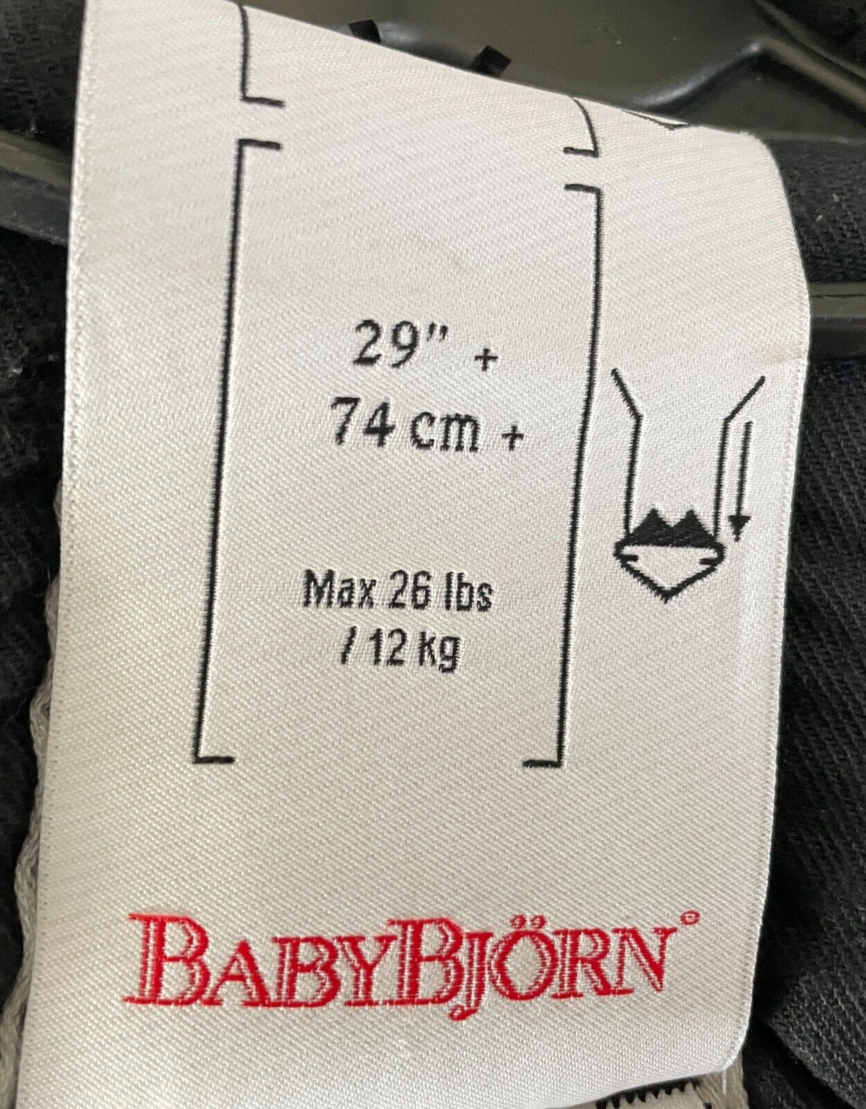 BABY BJORN Baby Carrier Black Grey Trim Maximum Length 74cm Maximum Weight 12kgs
