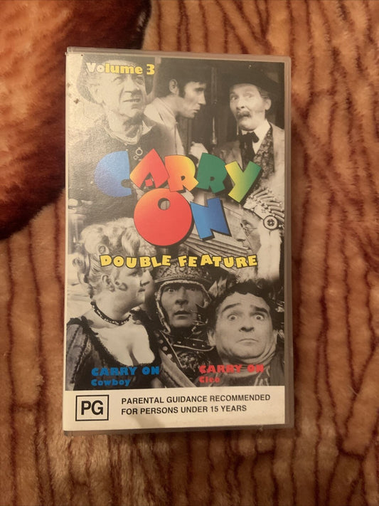 VHS CARRY ON Double Feature Carry On Cowboy Carry On Cleo Cult Comedy