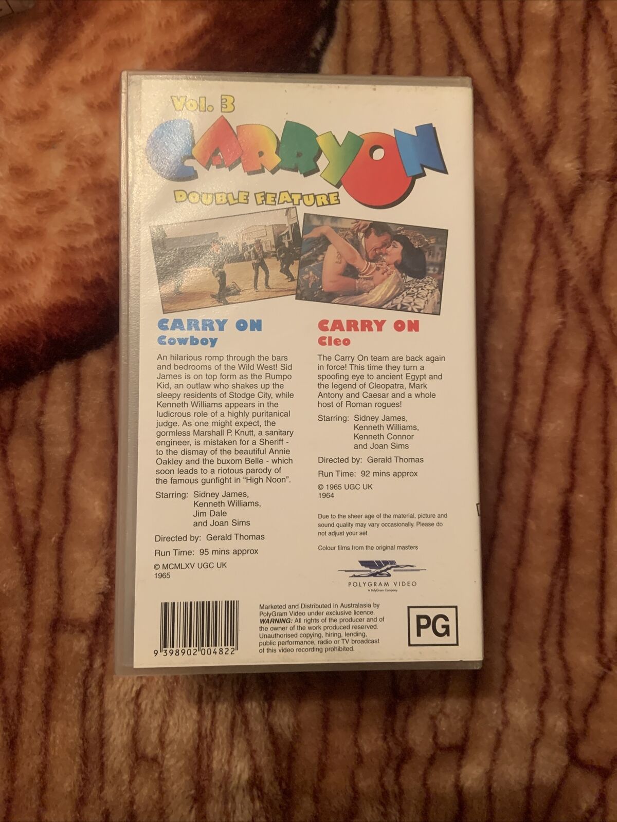 VHS CARRY ON Double Feature Carry On Cowboy Carry On Cleo Cult Comedy