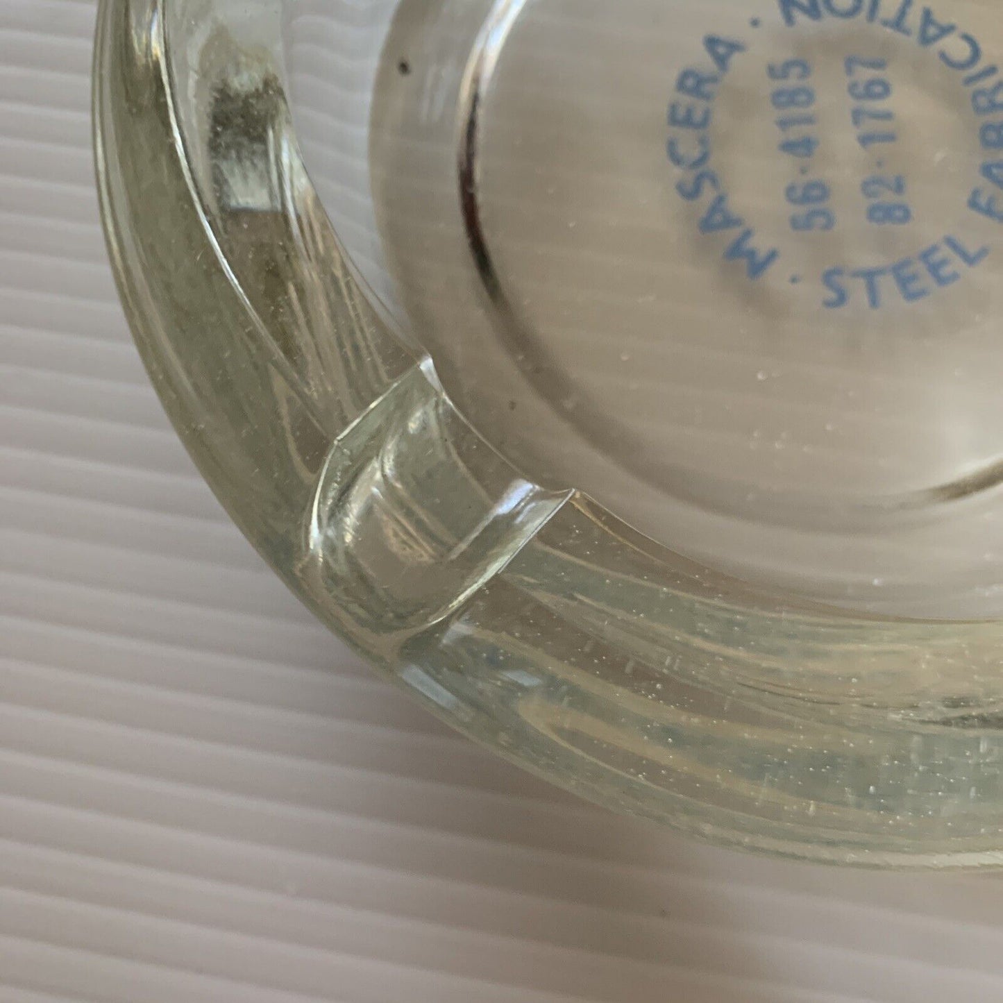ASHTRAY Thick Round Glass MASCERA STEEL FABRICATION Logo Cigarette Cigar Vintage