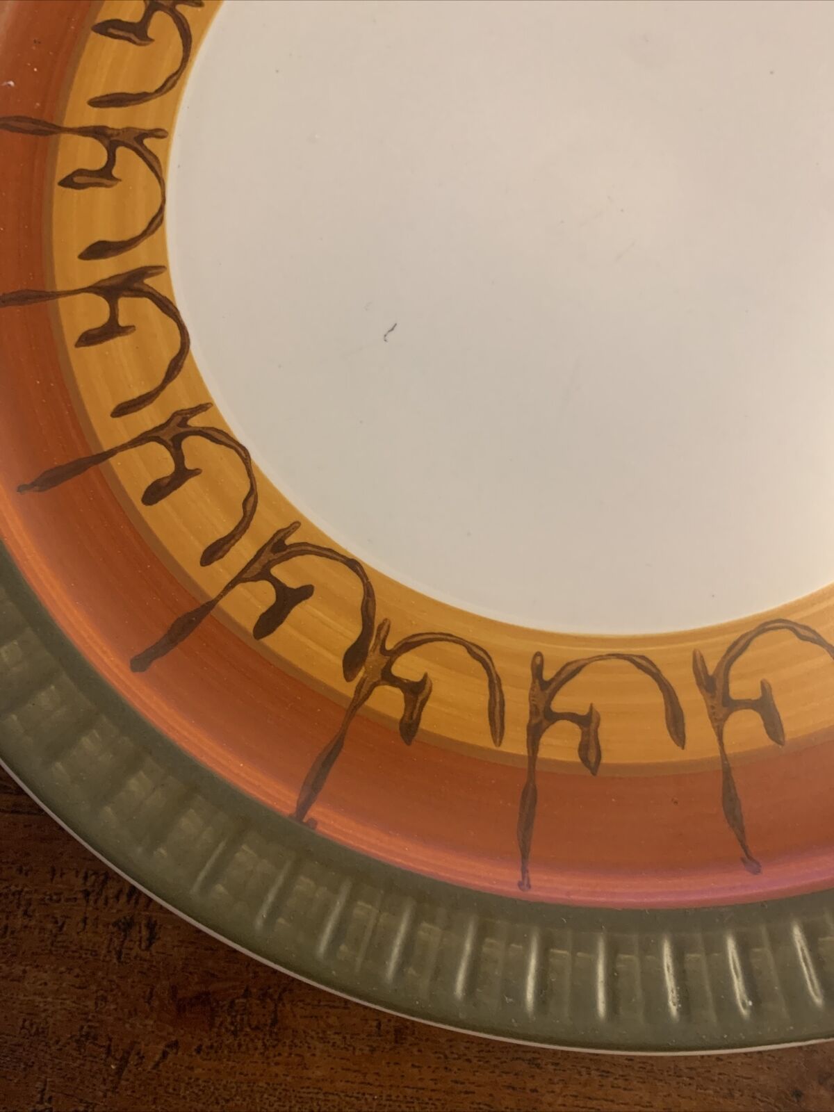 Casual CERAM Galaxy Stoneware Plate 273mm Japan Green Rust Orange Vintage MCM