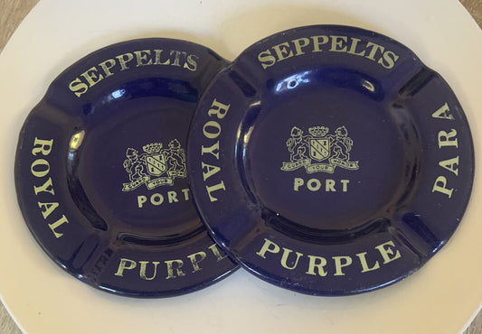 ASHTRAY X 2 SEPPELTS Royal Purple Para Port Aus Navy Blue Enamel Metal  Vintage
