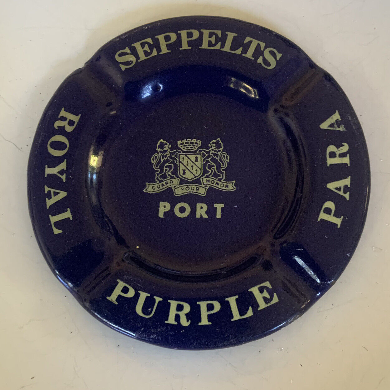 ASHTRAY X 2 SEPPELTS Royal Purple Para Port Aus Navy Blue Enamel Metal  Vintage