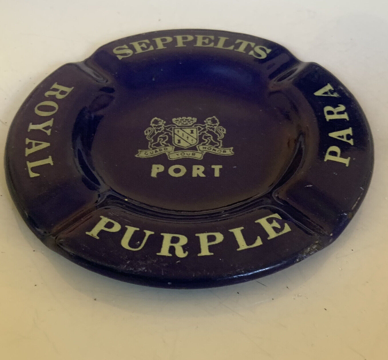 ASHTRAY X 2 SEPPELTS Royal Purple Para Port Aus Navy Blue Enamel Metal  Vintage