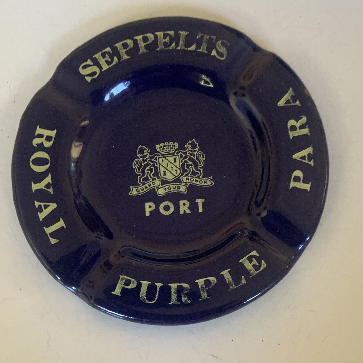 ASHTRAY X 2 SEPPELTS Royal Purple Para Port Aus Navy Blue Enamel Metal  Vintage