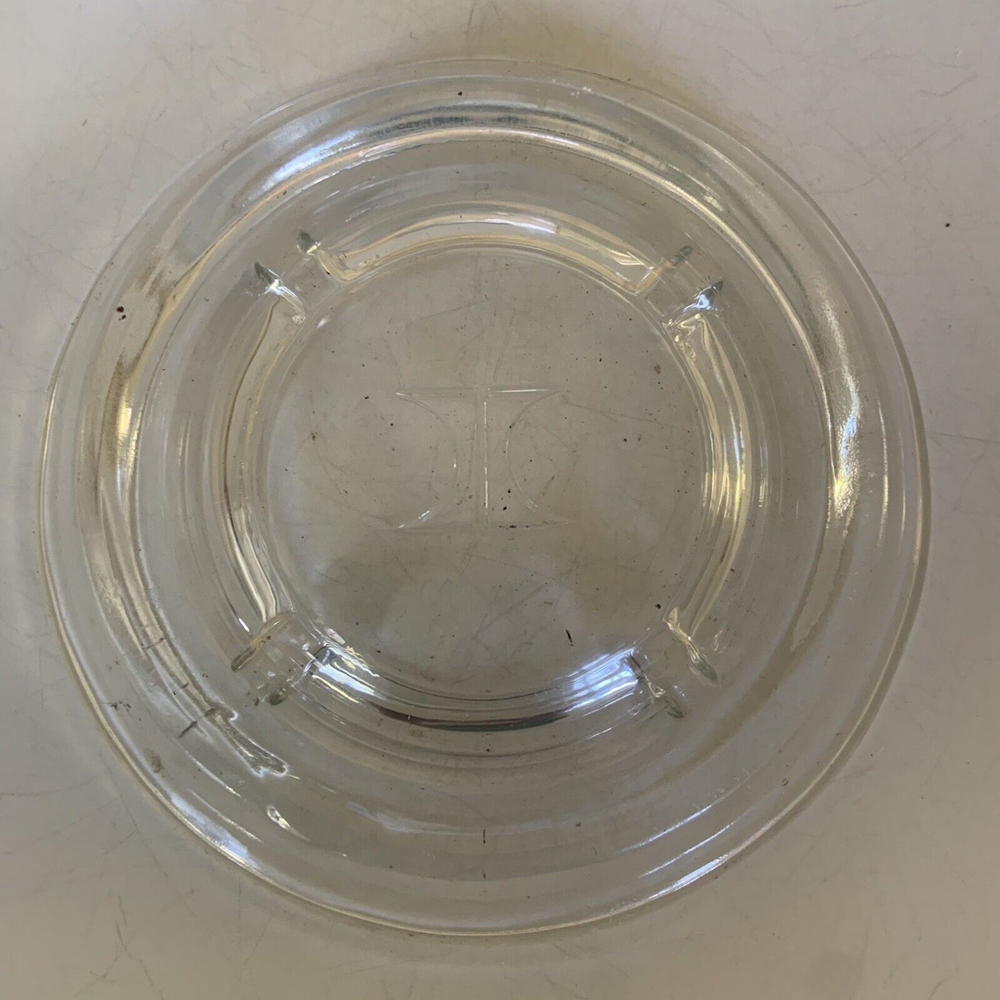 ASHTRAY Thick Round Glass K K Logo Cigarettes Cigar Memorabilia Logo Vintage