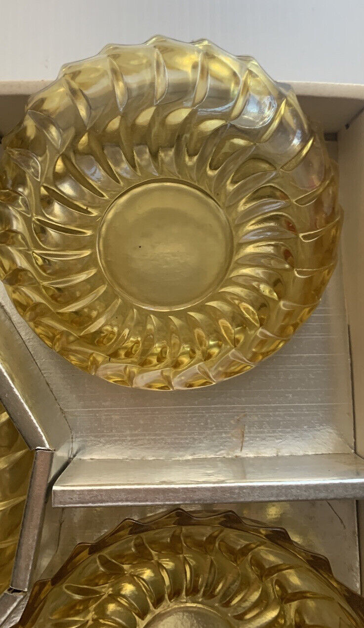SOGA GLASS CO Set of 10 Mid Century AMBER GLASS SWEETS DESSERTS BOWLS in 2 Boxes