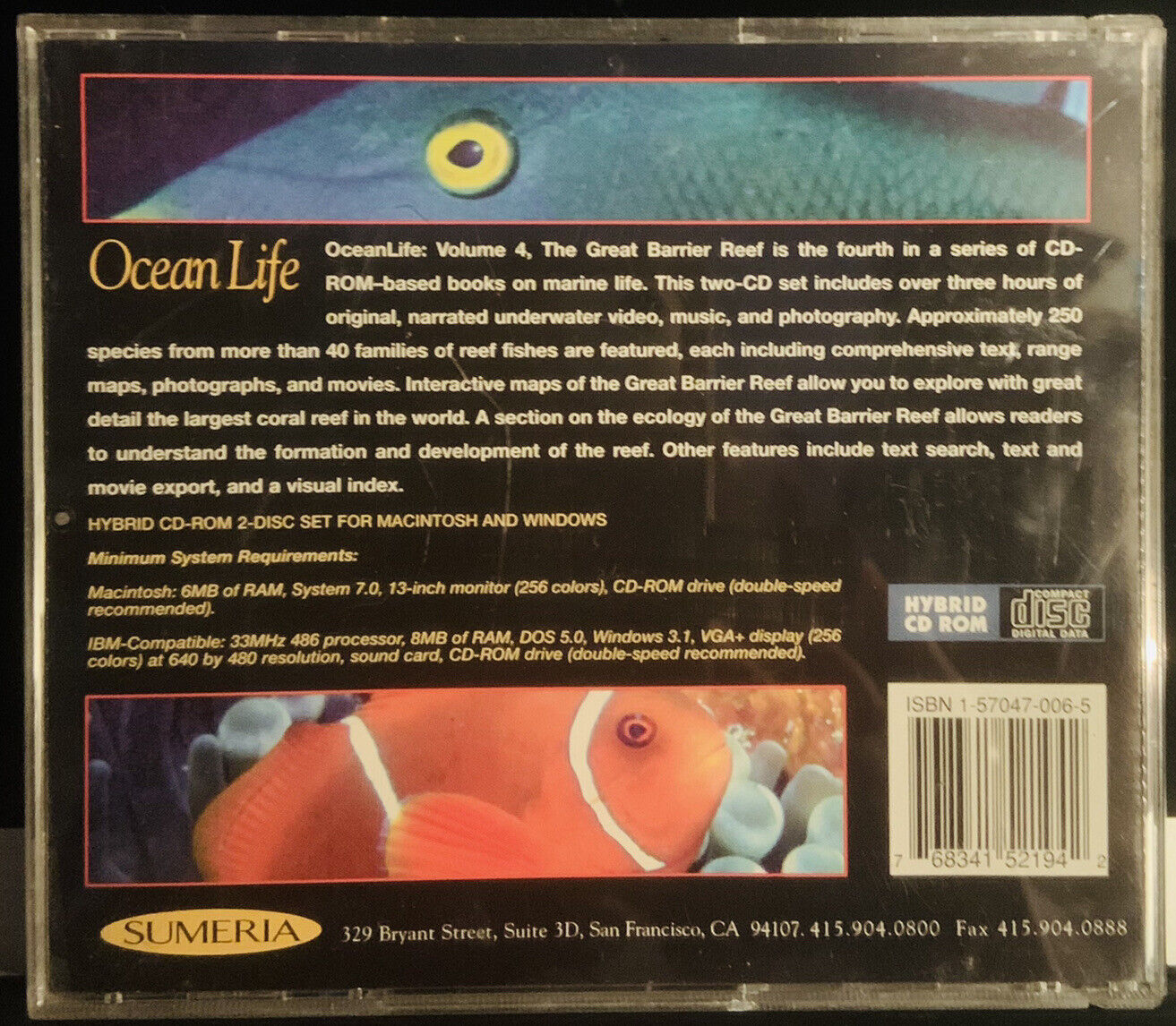 PC CD Rom SUMEA Ocean Life The Great Barrier Reef 2 Disc Set