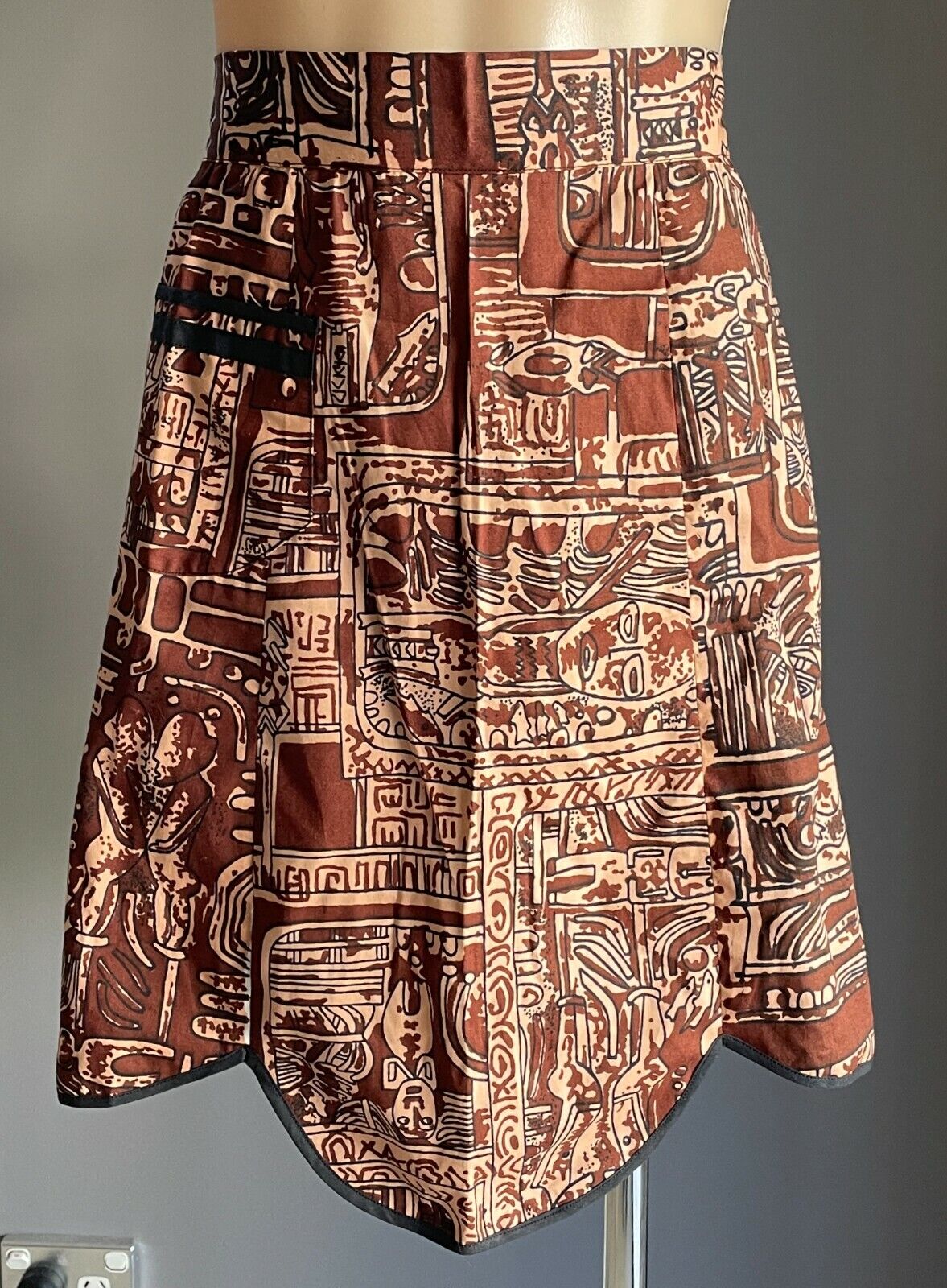 HALF APRON Vintage 1970's Pierre Reneé TAHITI Cotton Waist Tie Size 10 12 NEW
