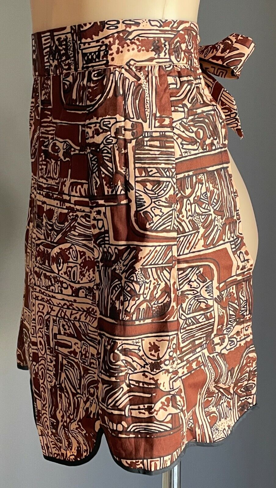 HALF APRON Vintage 1970's Pierre Reneé TAHITI Cotton Waist Tie Size 10 12 NEW