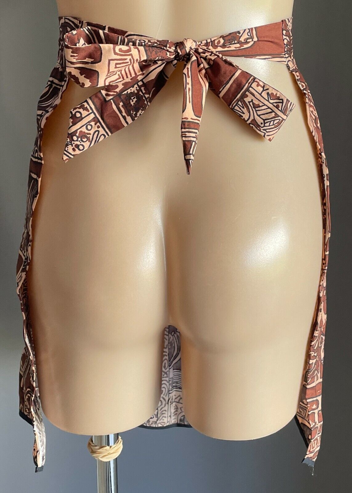 HALF APRON Vintage 1970's Pierre Reneé TAHITI Cotton Waist Tie Size 10 12 NEW