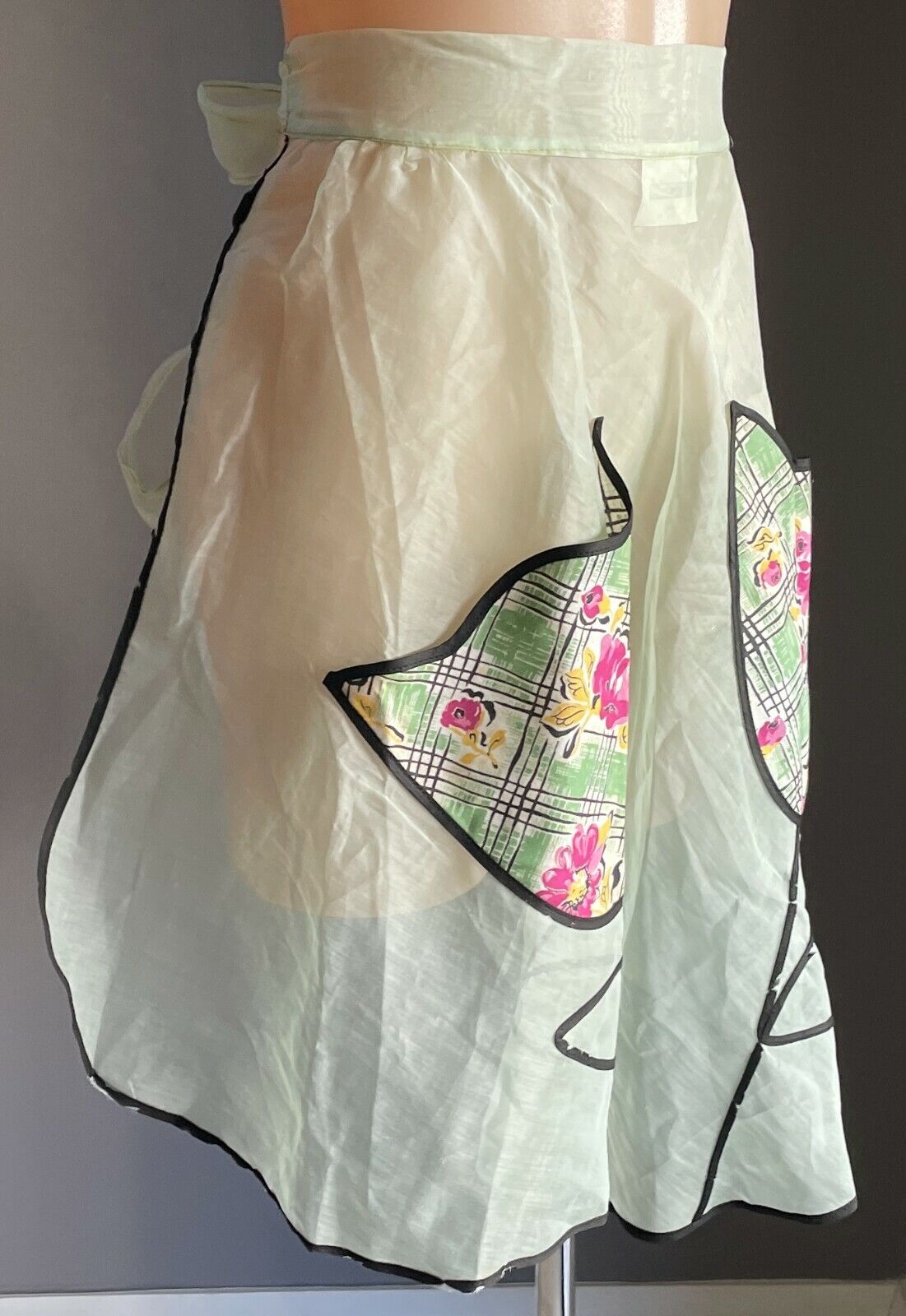 HMS Pinafore Vintage Kitchen Apron 1940's Tulip Cotton Pocket Voile  Sz 10  14