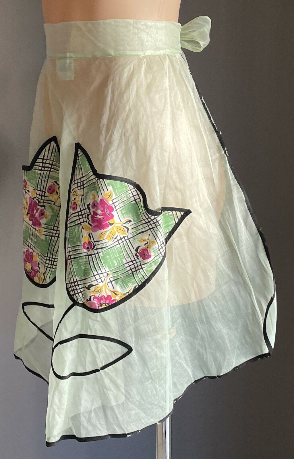 HMS Pinafore Vintage Kitchen Apron 1940's Tulip Cotton Pocket Voile  Sz 10  14
