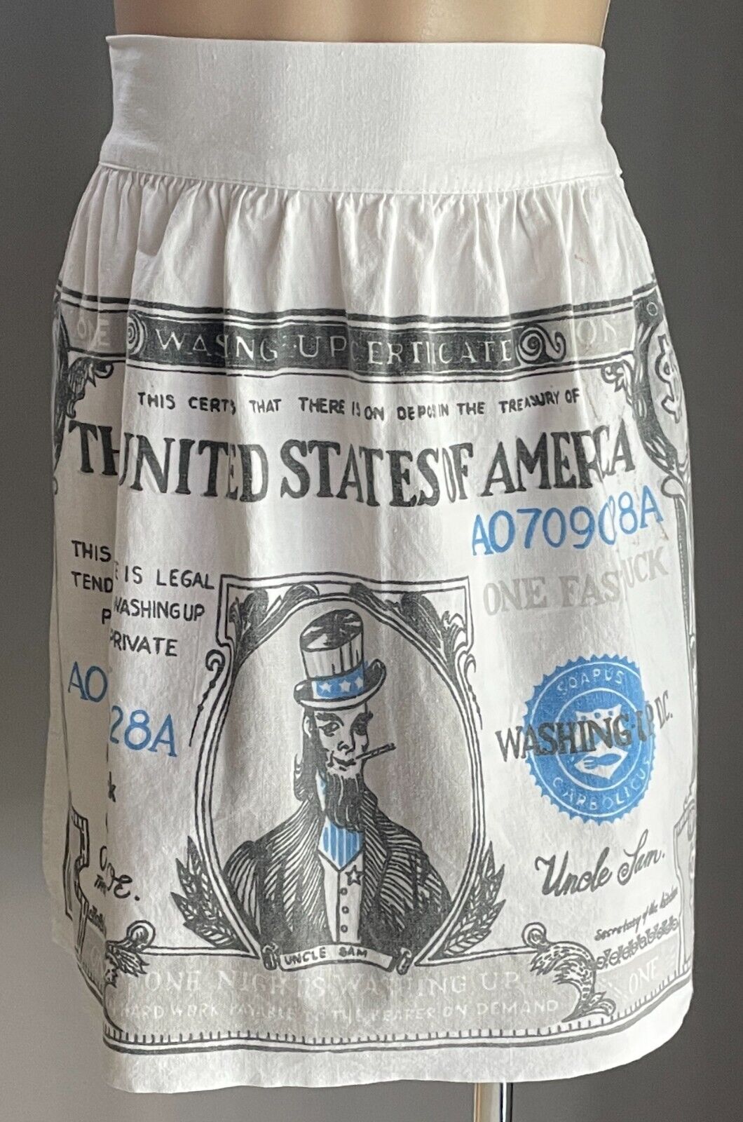 HALF APRON Vintage United States Of America Novelty Print Size 8 10 Waist Tie