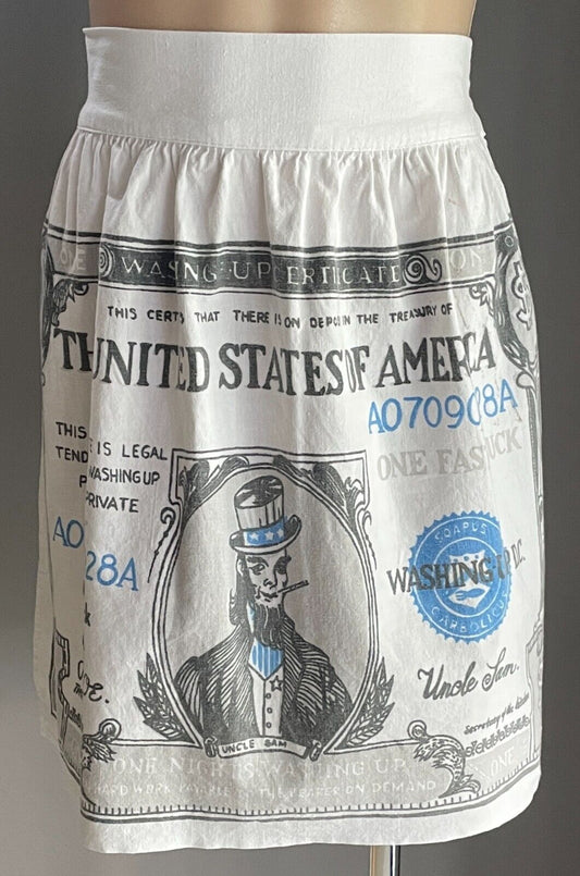 HALF APRON Vintage United States Of America Novelty Print Size 8 10 Waist Tie