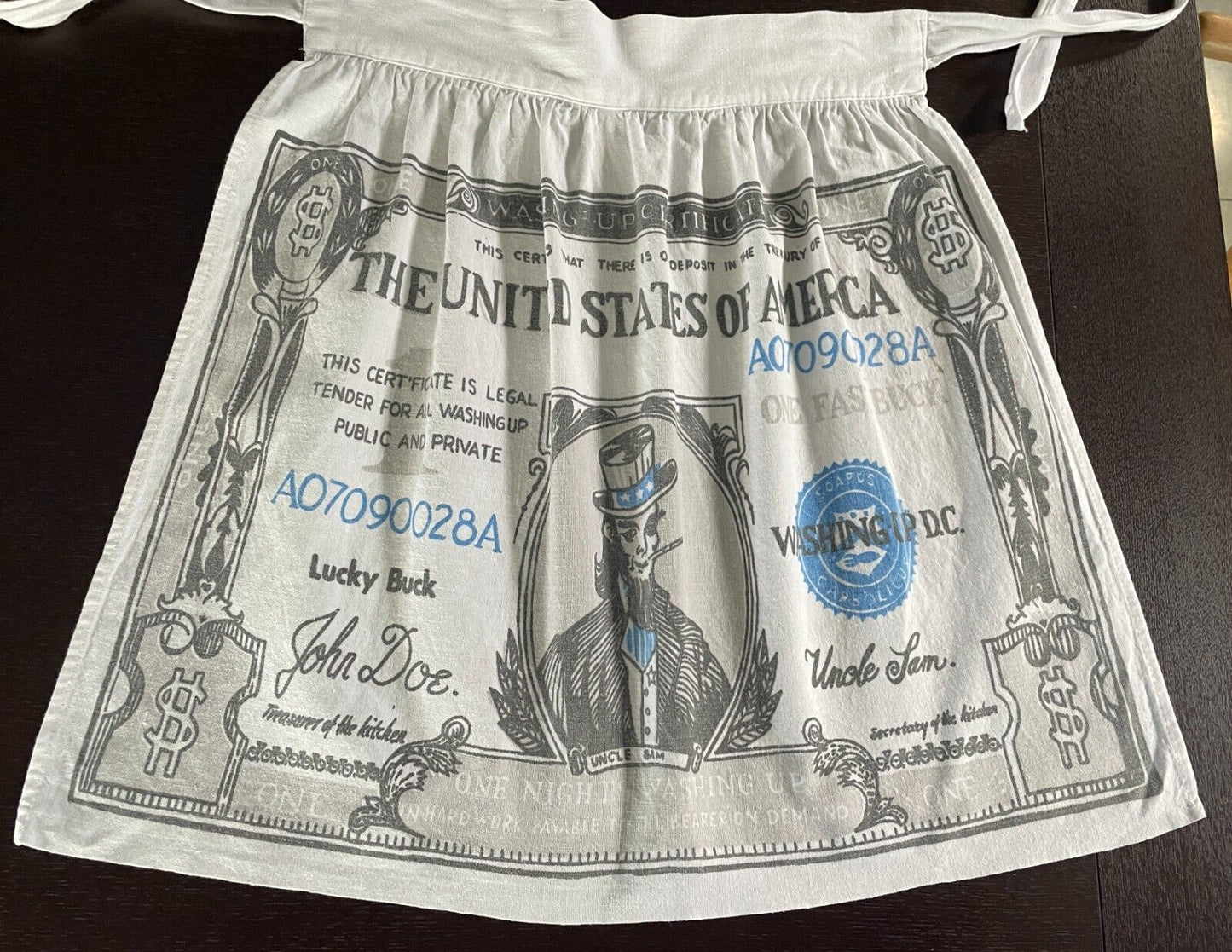 HALF APRON Vintage United States Of America Novelty Print Size 8 10 Waist Tie