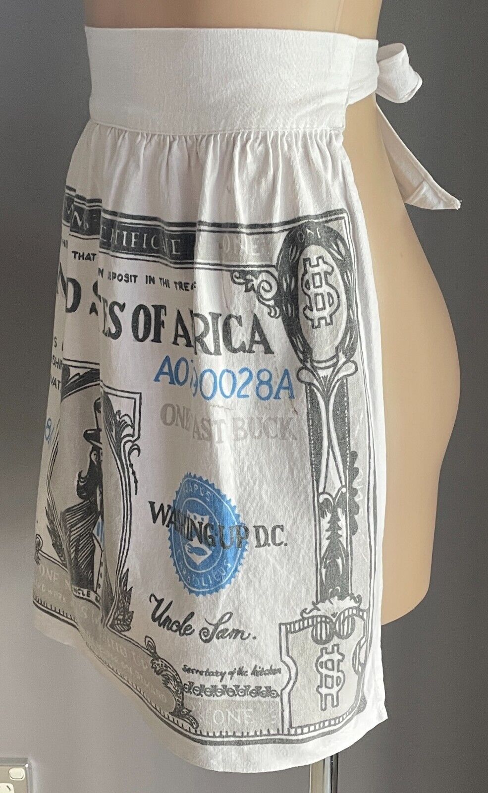 HALF APRON Vintage United States Of America Novelty Print Size 8 10 Waist Tie