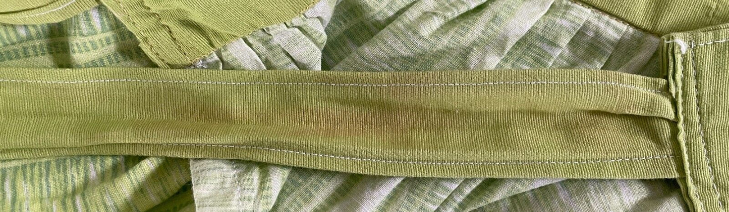 HALF APRON Vintage Lime Green Waist Tie Print Size 10 - 12 Pocket
