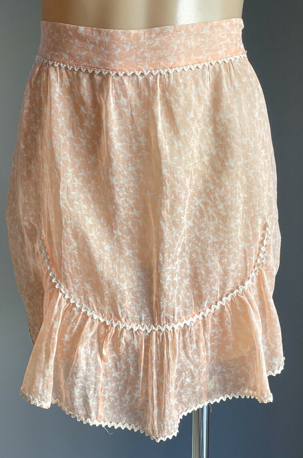 HALF APRON 1960's Orange White Ballerina Waist Tie Size 8 10 Rikrak NEW NOS Vtg