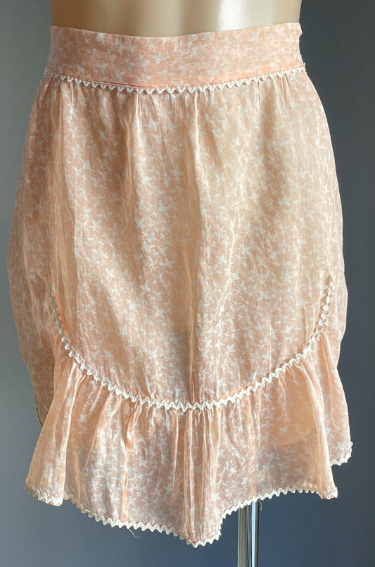 HALF APRON 1960's Orange White Ballerina Waist Tie Size 8 10 Rikrak NEW NOS Vtg