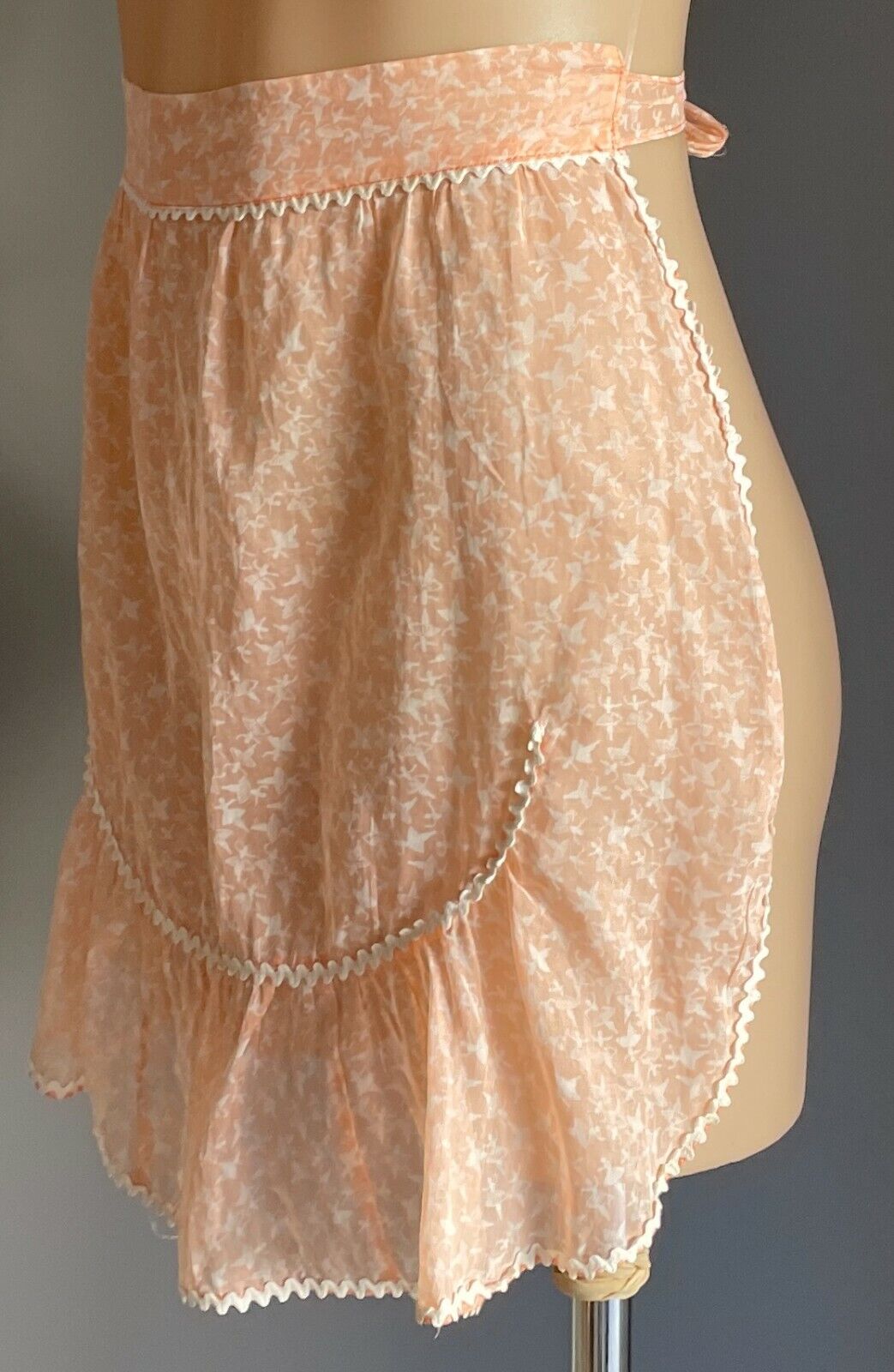 HALF APRON 1960's Orange White Ballerina Waist Tie Size 8 10 Rikrak NEW NOS Vtg