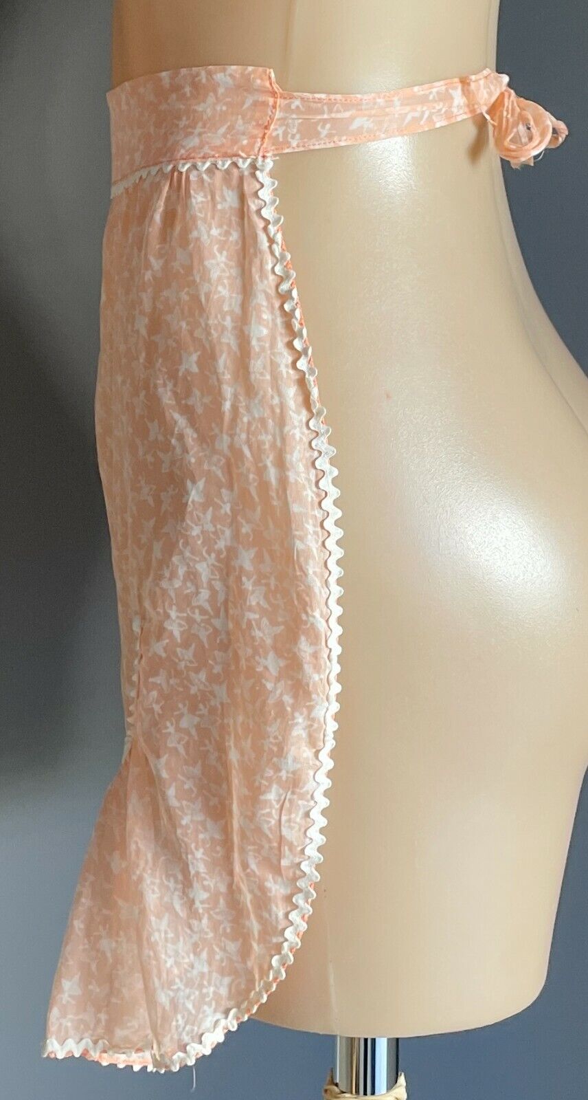 HALF APRON 1960's Orange White Ballerina Waist Tie Size 8 10 Rikrak NEW NOS Vtg