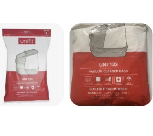 4 Pk UNI 123 NILFISK Vacuum Cleaner Bags Heavy Duty Cardboard Collar Opened NEW