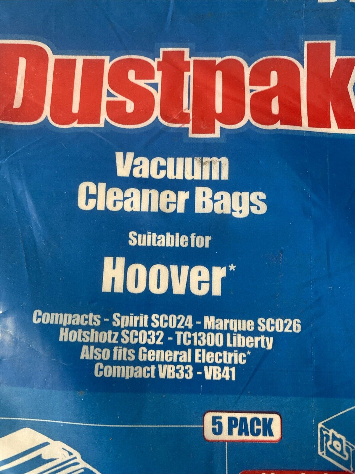 Dustpak D40 Vacuum Cleaner Bags x 5 Hoover & General Electric Dustbags NEW