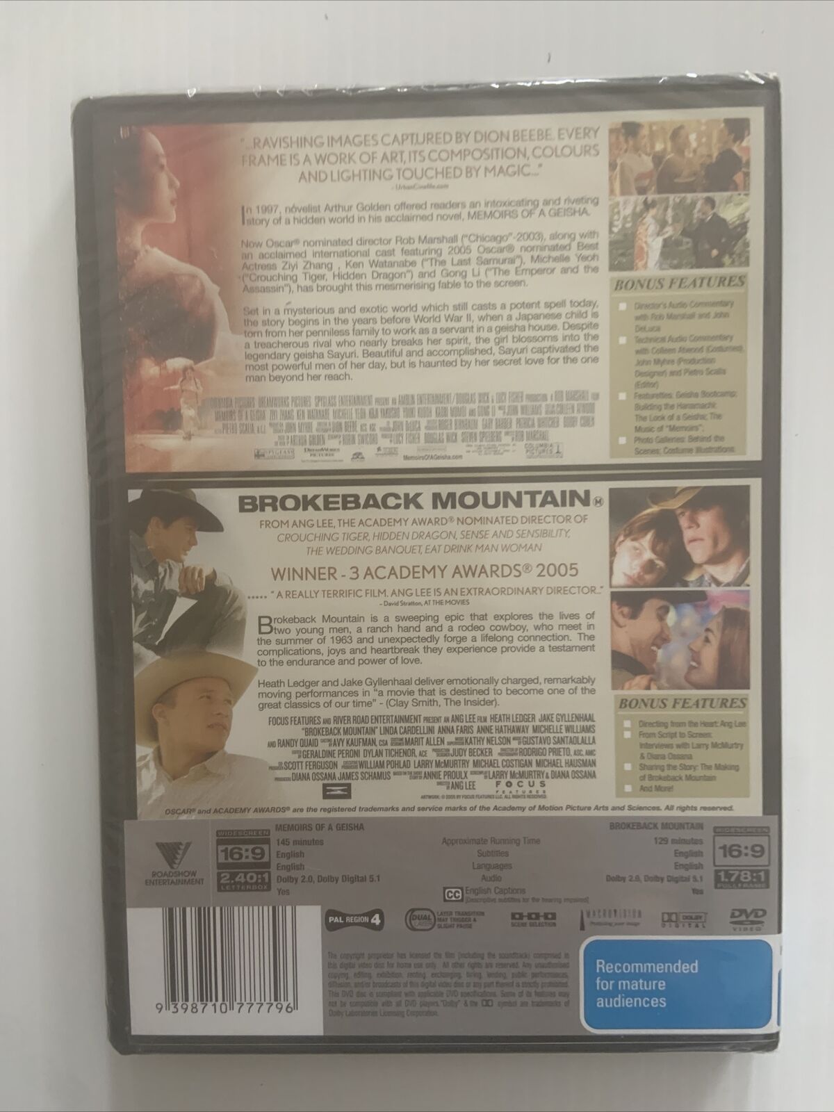 DVD Double Movie Memoirs Of A Geisha & Brokeback Mountain Set Double Sealed NEW