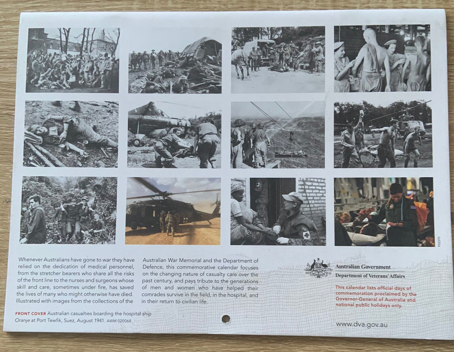 2013 ANZACS Wall Calendar A Century of Casualty Care Dept of Veteran Affairs NEW