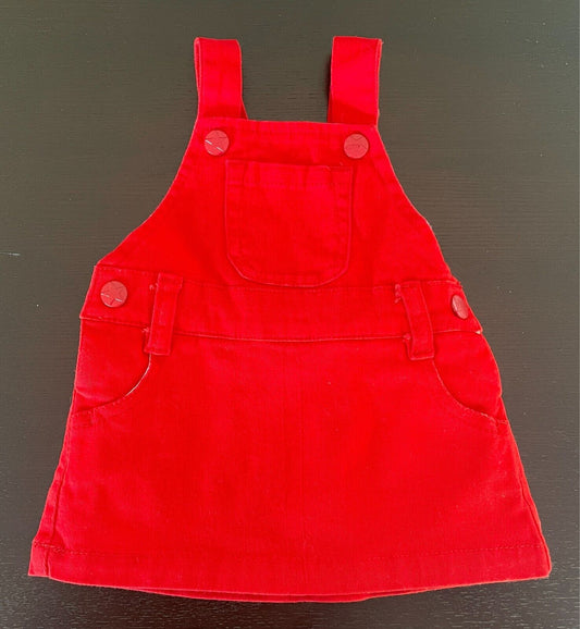 Baby Girl THE KIDSTORE Red Dress Dungaree Style Size 0 - 3 Months /Weight 6kgs