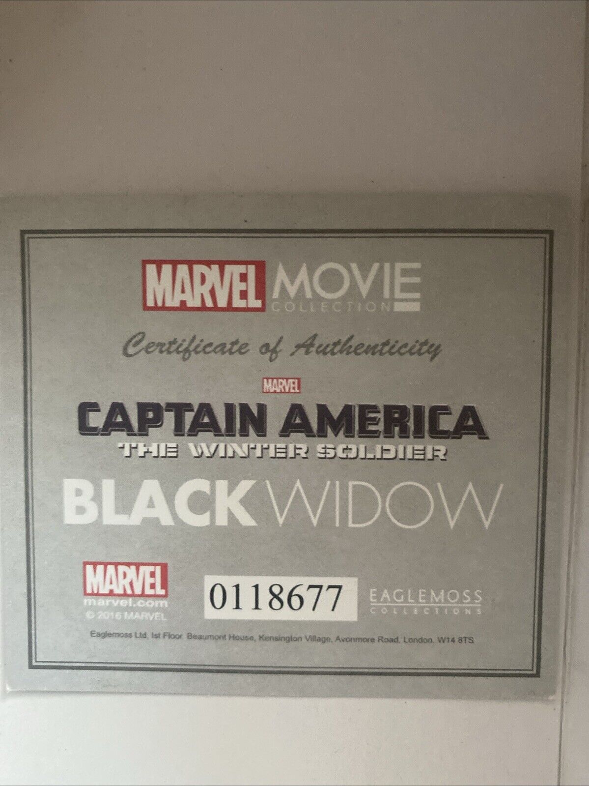 Eaglemoss Black Widow Marvel Movie Collection Captain America Action Figure  Box