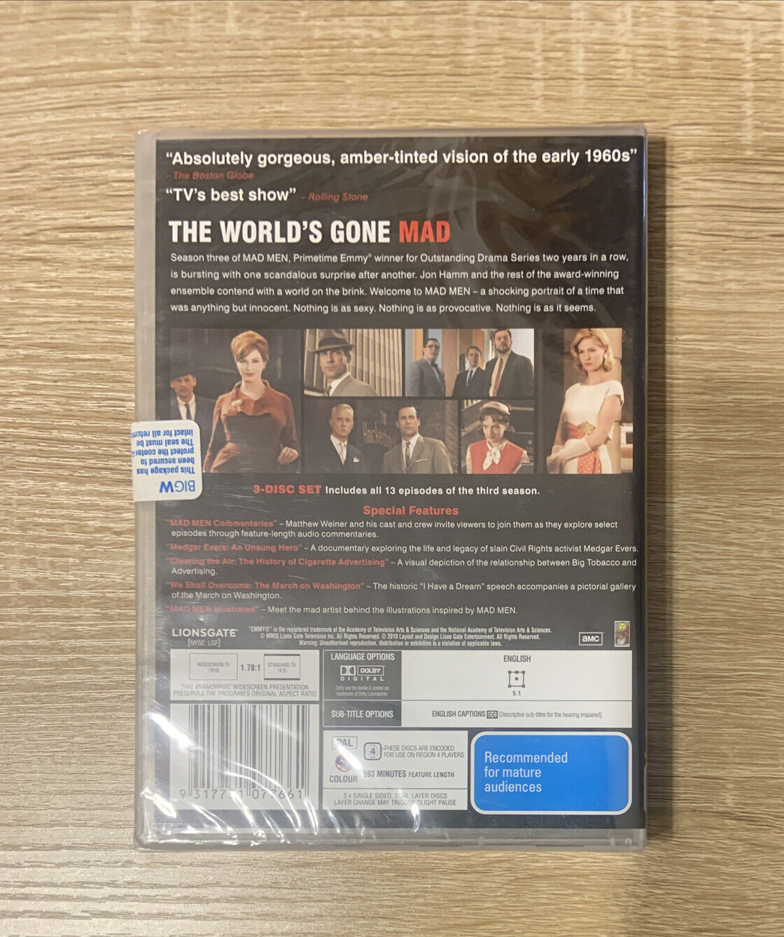 DVD MADMEN Complete Third Season 3 R4  1950's Mad Men Sealed NEW TV Series