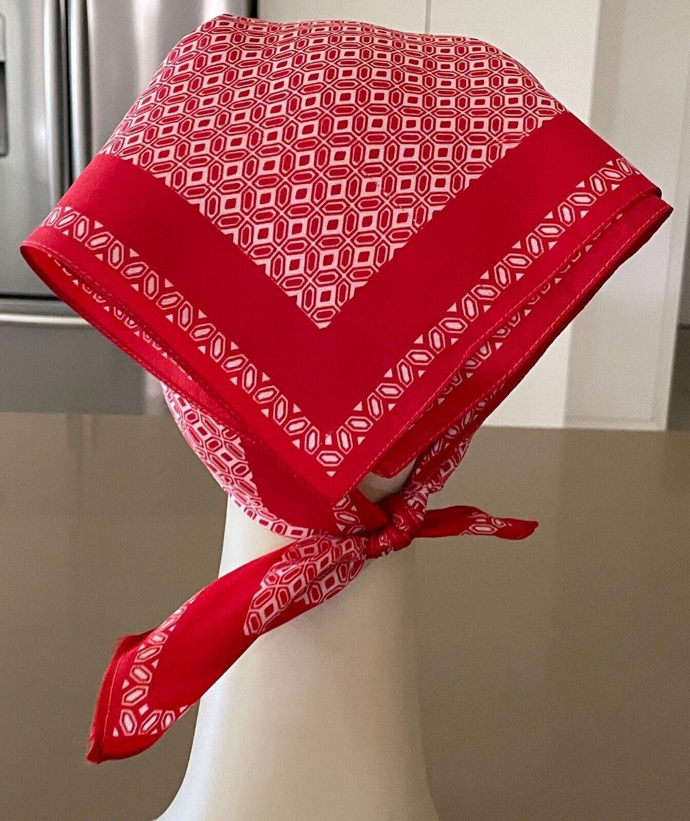 Bandana Neck SCARF Neckerchief Square Rockabilly Red White Foulard  Pin Up NEW