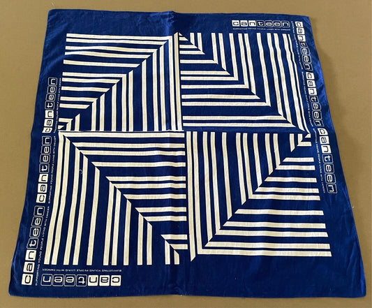 CANTEEN Bandana Cotton Blue & White Geo Stripe Print Neck Head Scarf 53cm x 55cm