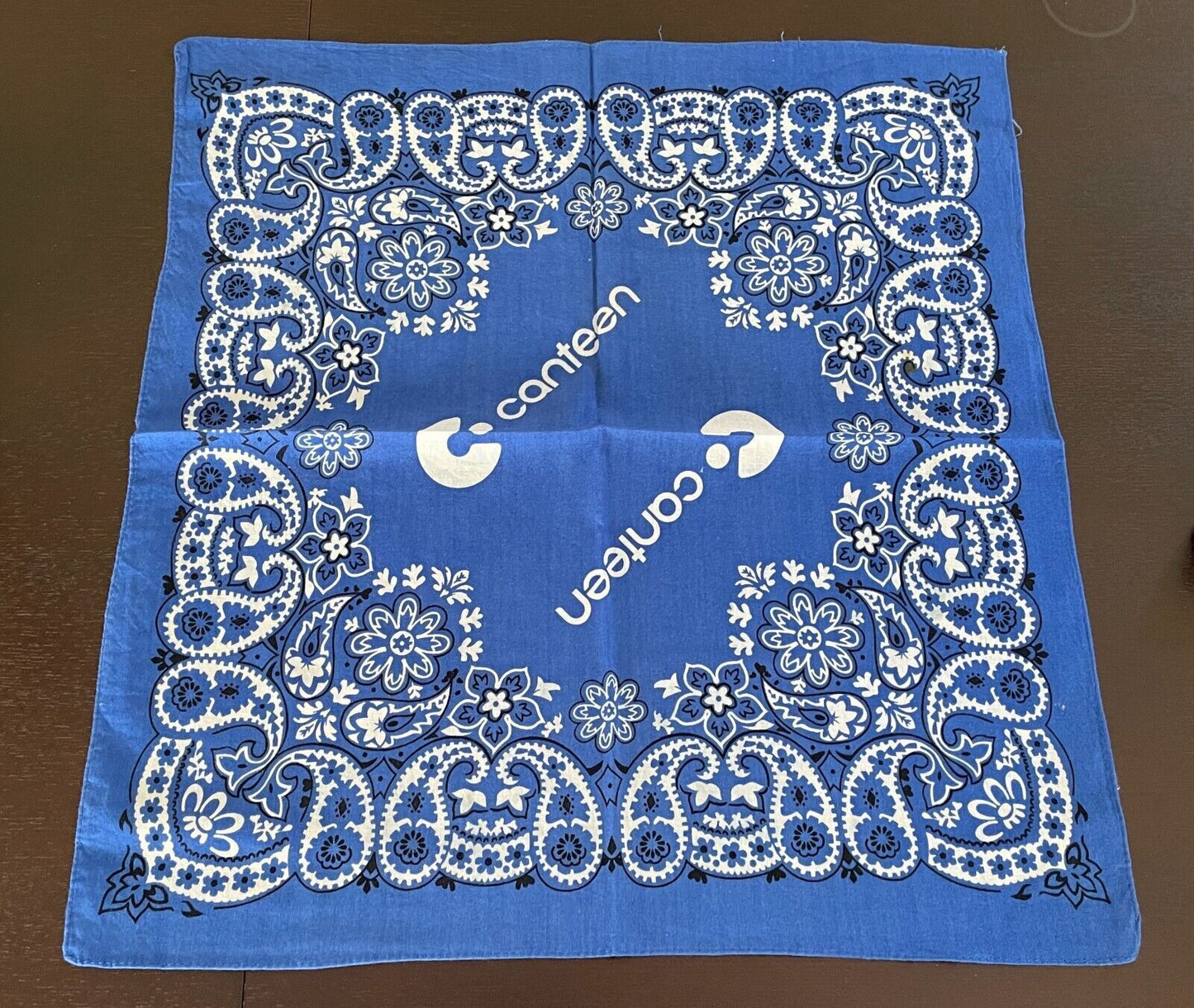 CANTEEN Bandana Cotton Blue White Black Print Neck Head Scarf 49 x 54cm NEW