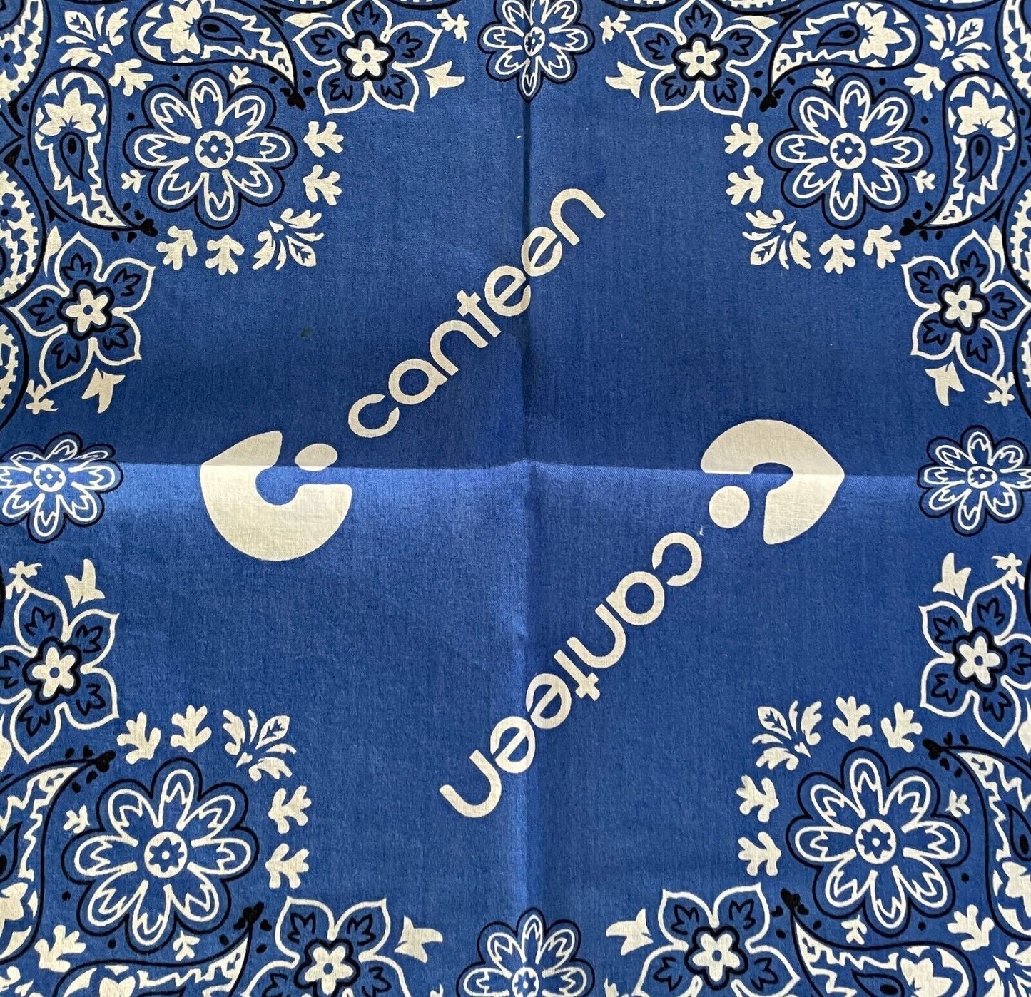 CANTEEN Bandana Cotton Blue White Black Print Neck Head Scarf 49 x 54cm NEW