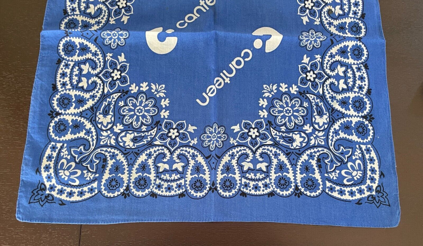 CANTEEN Bandana Cotton Blue White Black Print Neck Head Scarf 49 x 54cm NEW
