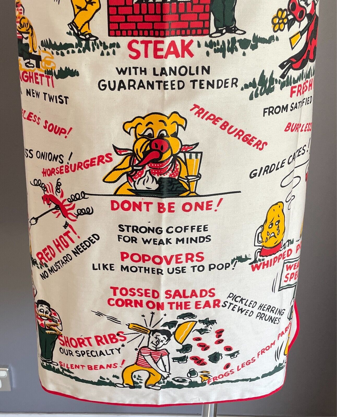 TANIWHA Apron Novelty Bar-B-Q Menu Design Cotton Fabric Multicoloured BBQ Unused