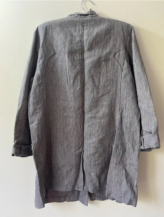 Grace Hill Unstructured Blazer Jacket Blue Linen Size 12 NEW With Tags