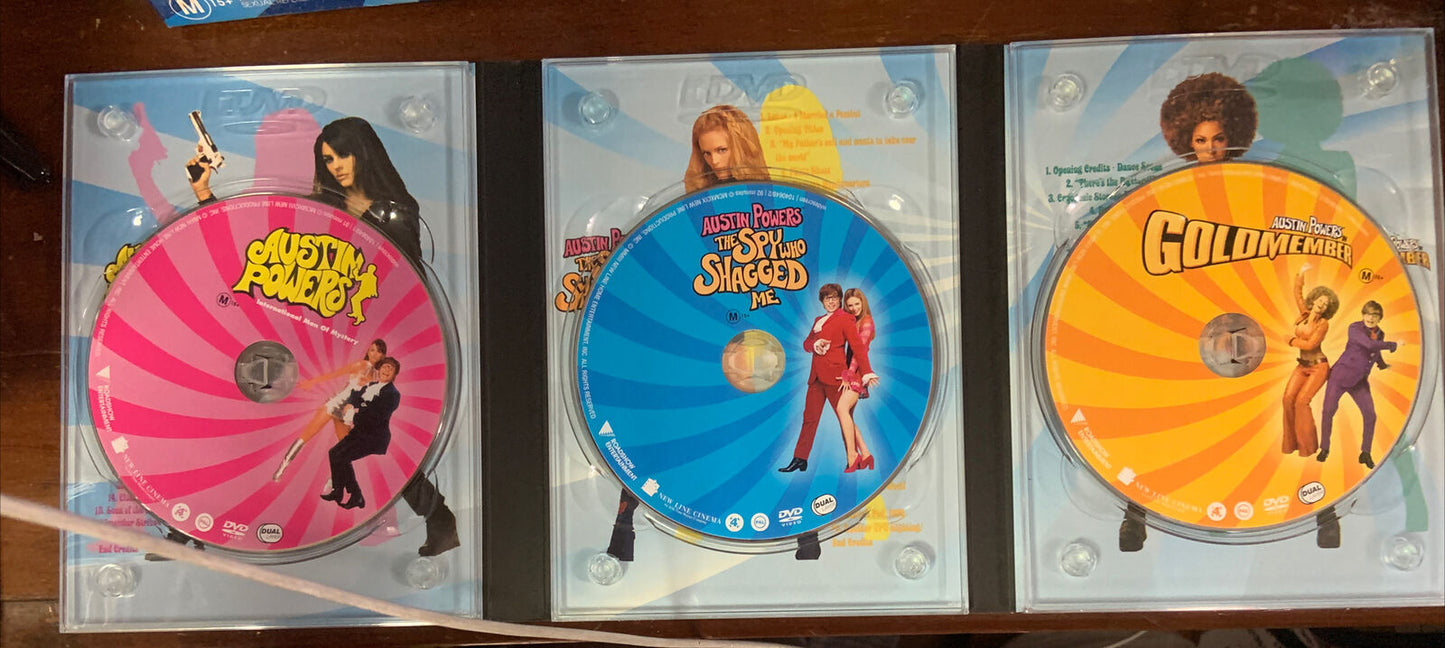 AUSTIN POWERS COLLECTION SHAGADELIC 2010 Boxed Set Slip Cover 3 Disc DVD