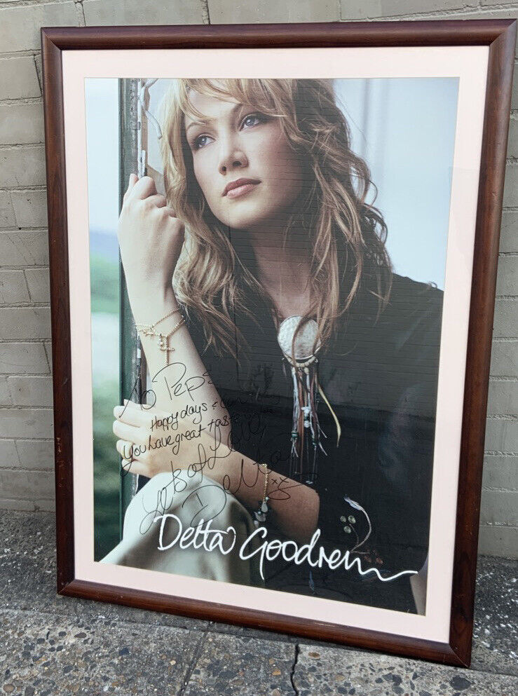 DELTA GOODREM Australian SIGNED AUTOGRAPHED 106 x 87cm Promo POSTER Glass Framed