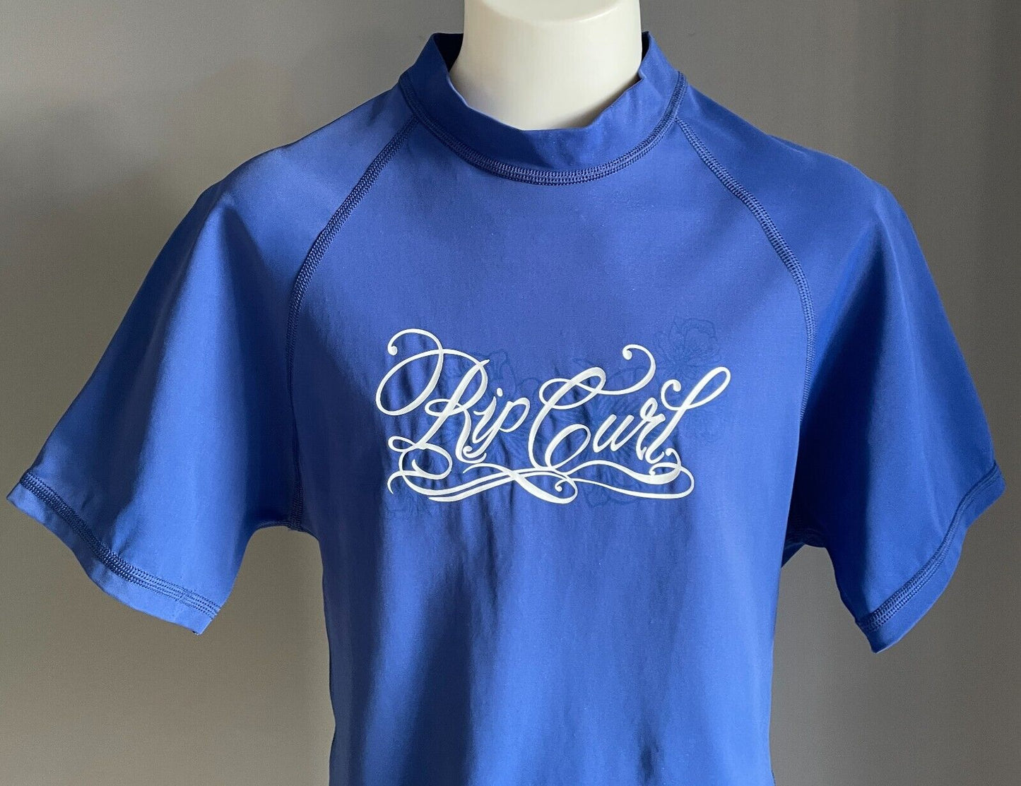 RIP CURL Rash Blue Swim Vest Top Logo Short Sleeve Tween Boy Size 12 Rashie NEW