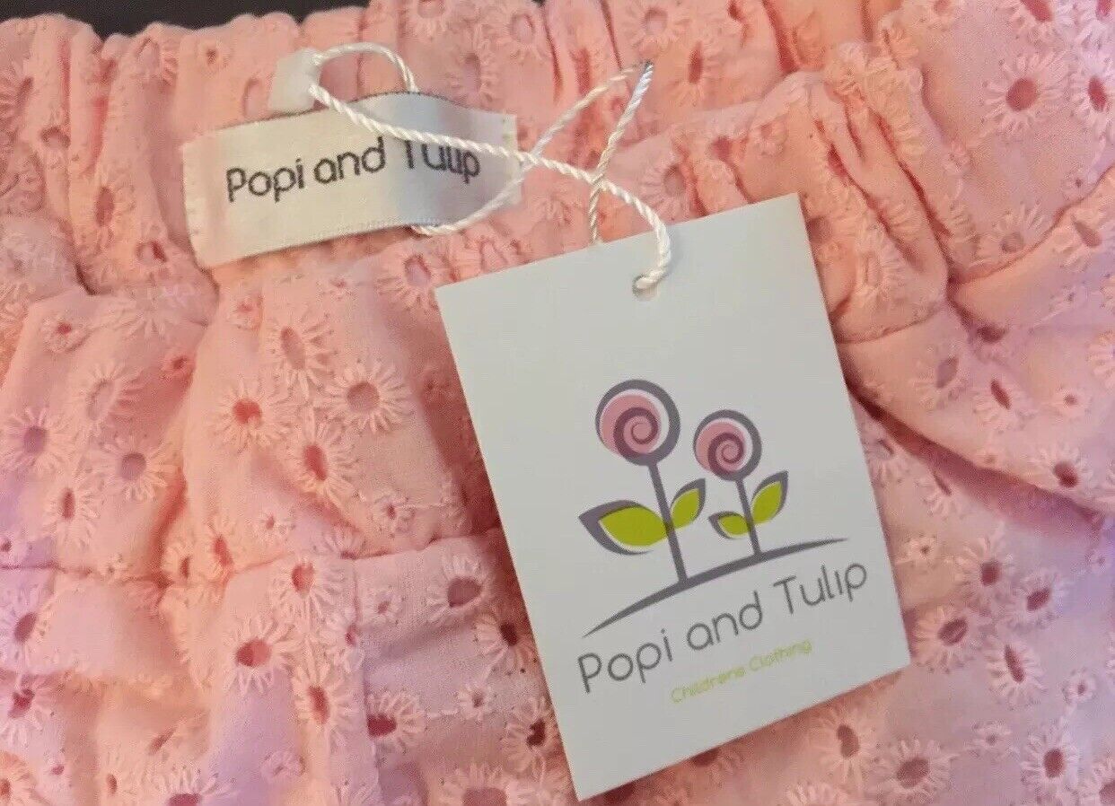 POPI & TULIP Shorts Broderie Anglaise Elastic Waist Coral Sizes 4 5 6 7 8 NEW
